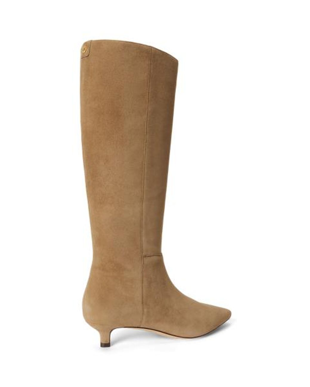 Ralph Lauren Brown Francesca Sheep-Suede Tall Boot Heel
