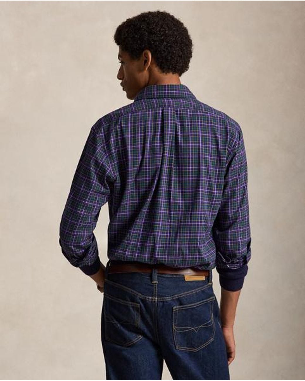 Polo Ralph Lauren Blue Custom Fit Plaid Twill Shirt for men