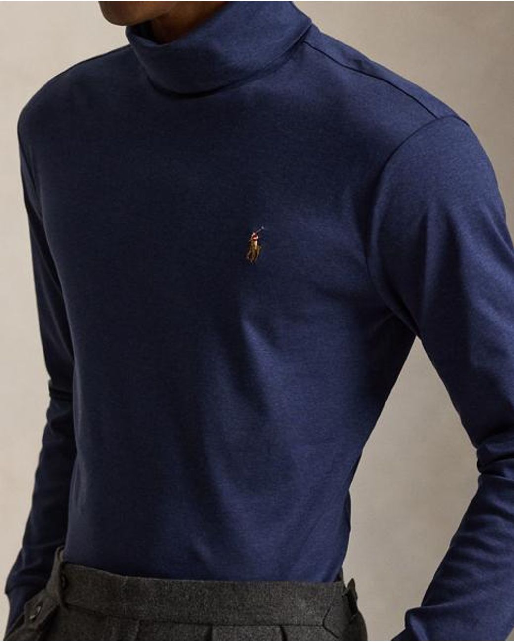 Polo Ralph Lauren Blue Soft Cotton Turtleneck for men