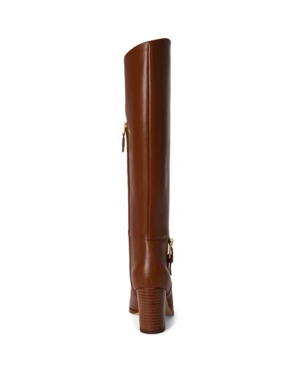 Ralph Lauren Brown Raelynn Calfskin Tall Boot Heel