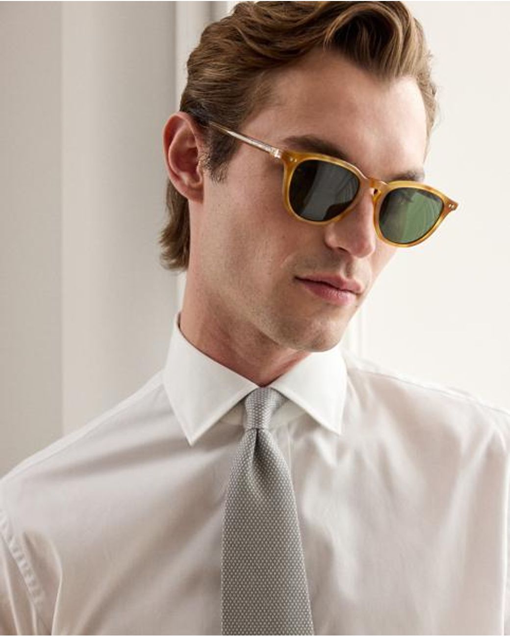 Ralph Lauren White Diamond-Textured Oxford Shirt for men