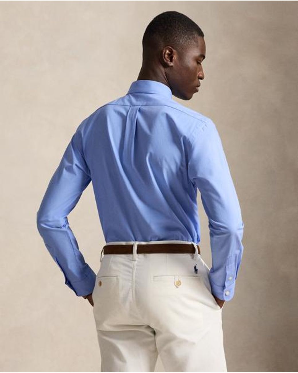 Polo Ralph Lauren Blue Custom Fit Stretch Poplin Shirt for men