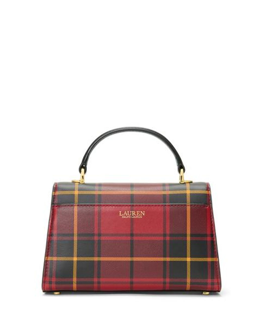 Ralph Lauren Red Plaid Leather Small Farrah Satchel