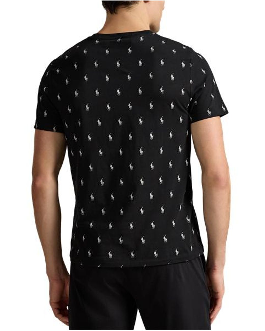 Polo Ralph Lauren Black Allover Pony Cotton Jersey Sleep Shirt for men