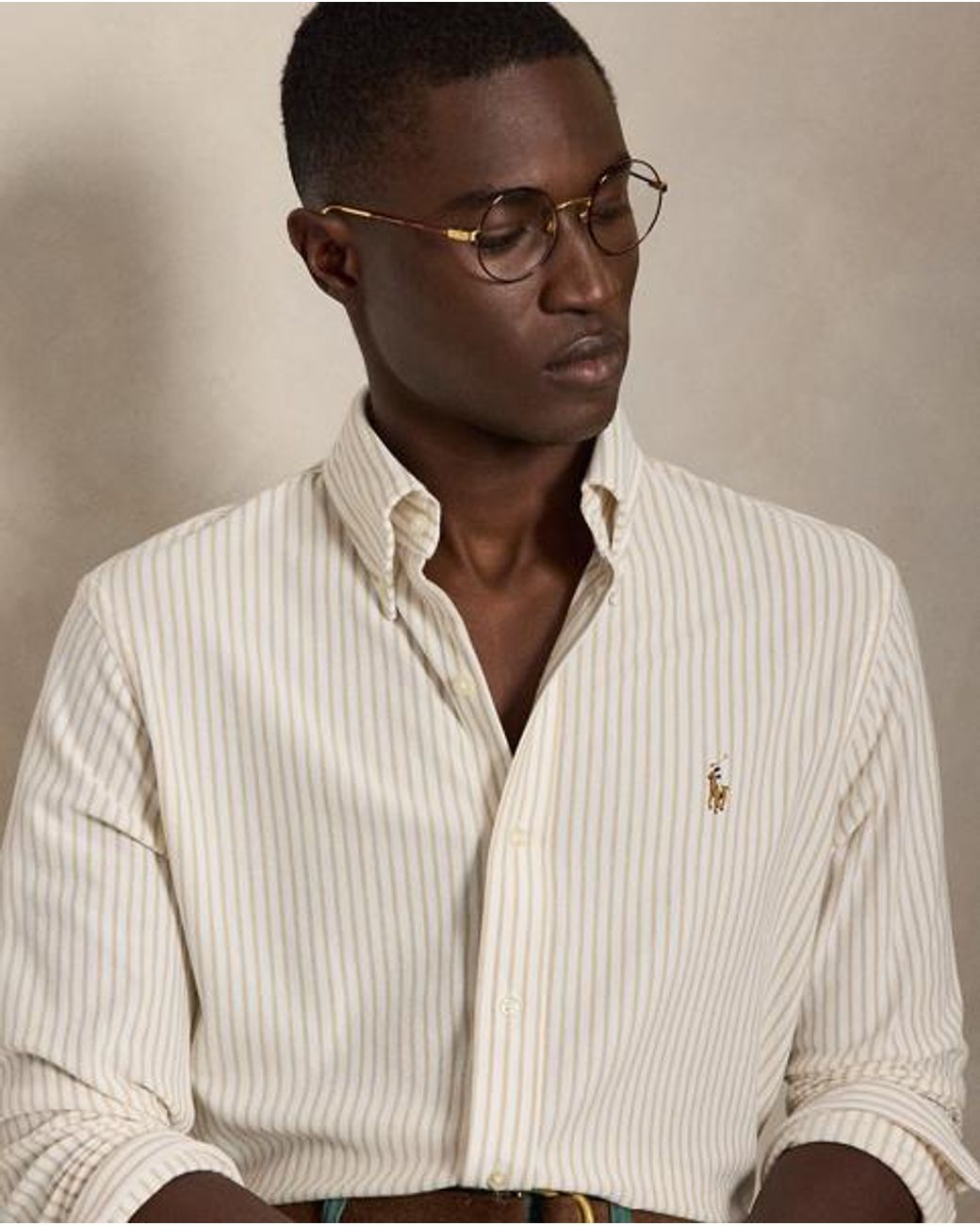 Polo Ralph Lauren Striped Knit Oxford Shirt in Natural for Men | Lyst UK