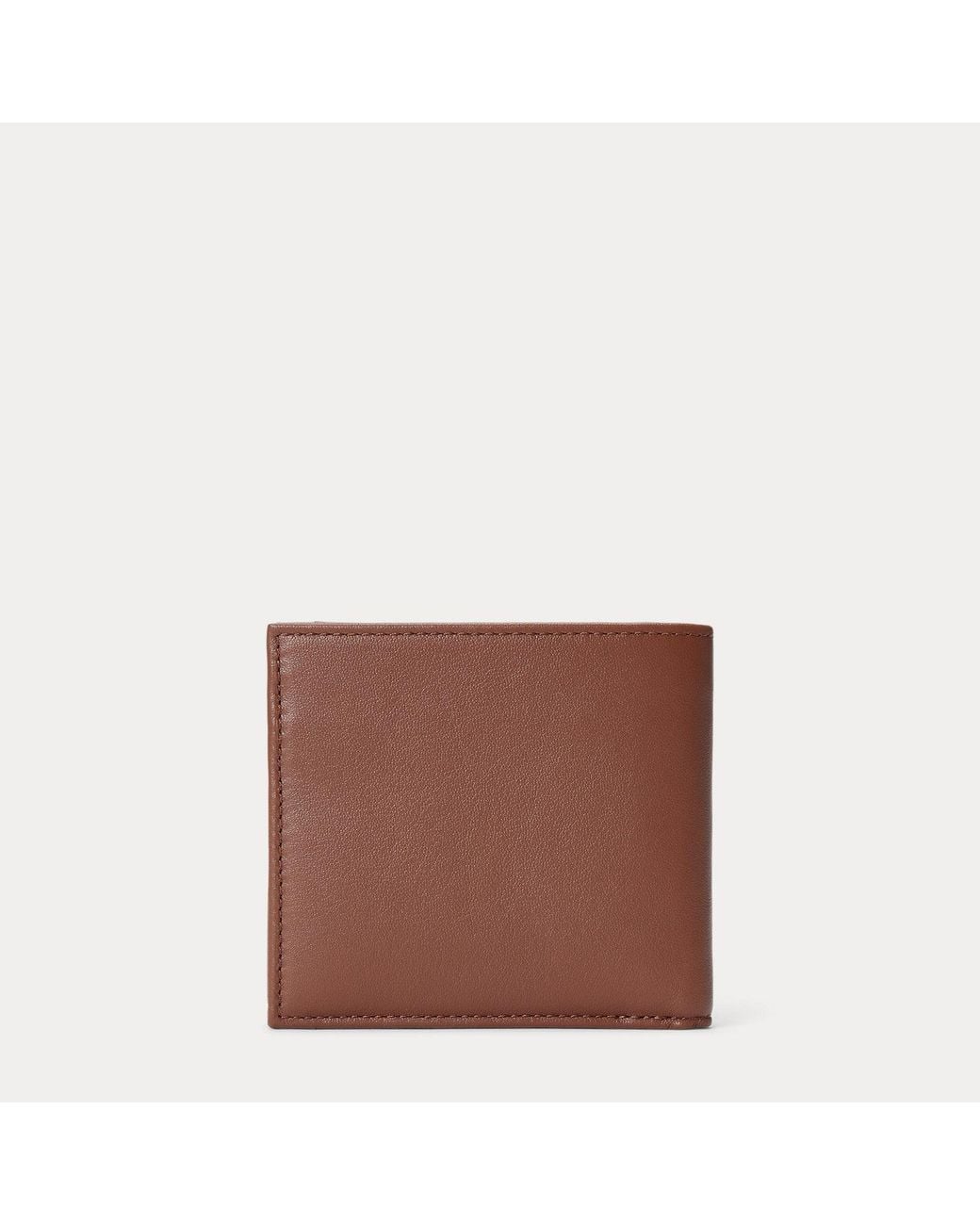 Polo Ralph Lauren Brown Smooth Leather Billfold Coin Wallet for men