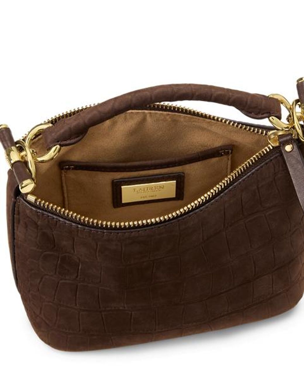 Ralph Lauren Green Embossed Nubuck Mini Blaike Shoulder Bag