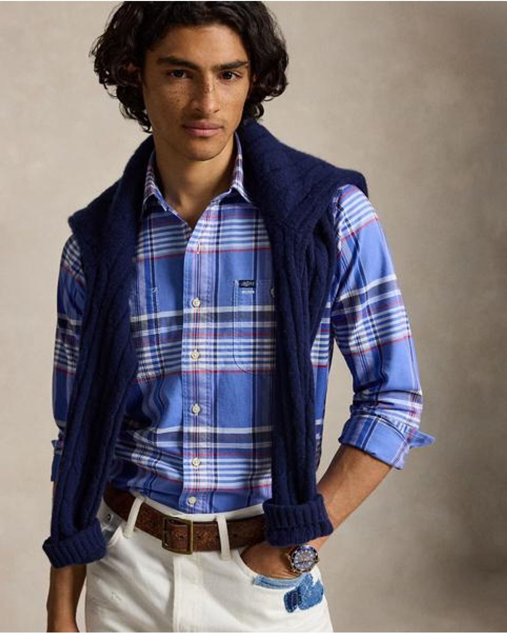 Polo Ralph Lauren Blue Classic Fit Plaid Oxford Workshirt for men