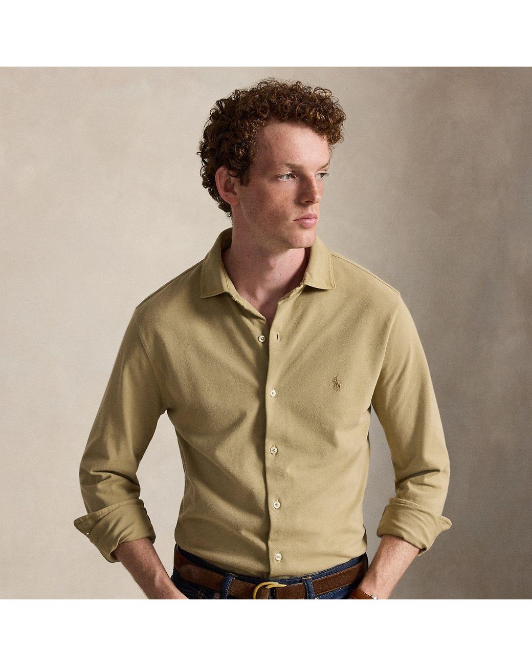 Polo Ralph Lauren Green Featherweight Mesh Shirt for men