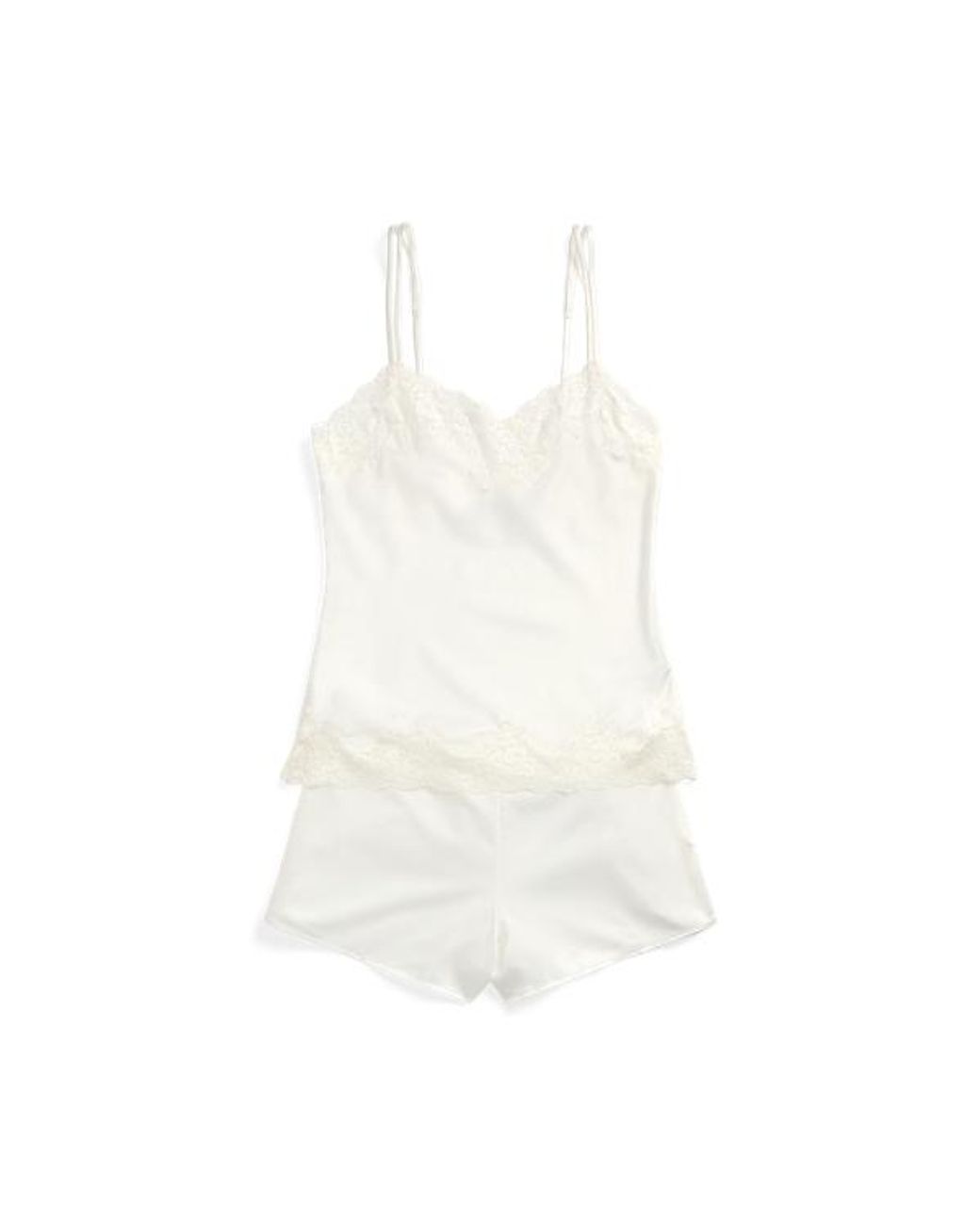 Ralph Lauren Lace trim Satin Camisole Sleep Set in White Lyst UK