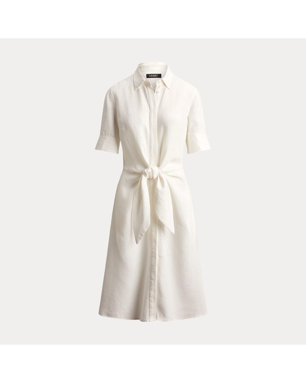 Ralph Lauren Blue Tie-Front Linen Shirtdress