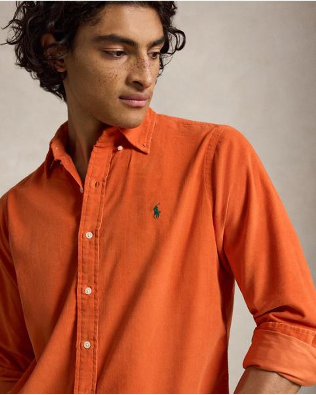 Polo Ralph Lauren Orange Custom Fit Corduroy Shirt for men