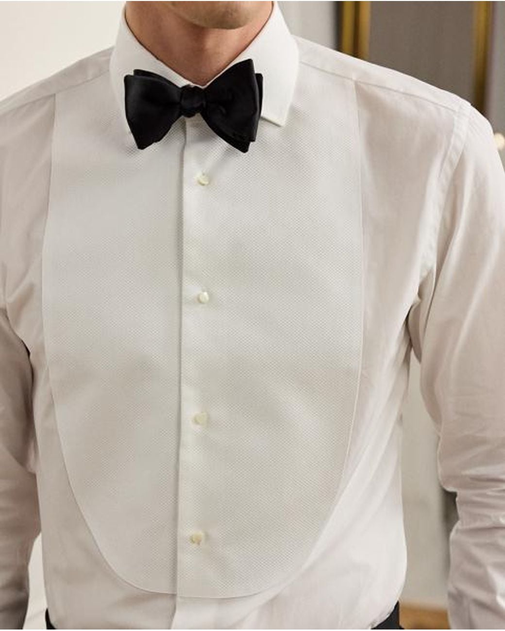 Ralph Lauren Natural Piqué-Bib French Cuff Tuxedo Shirt for men