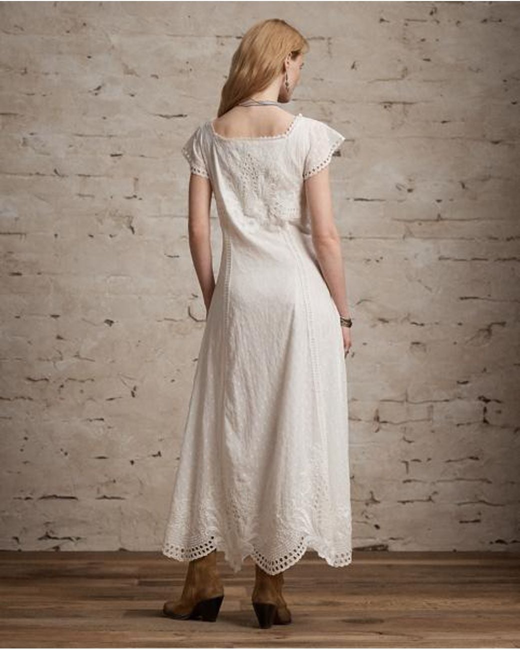 RRL Black Embroidered Cotton Voile Dress