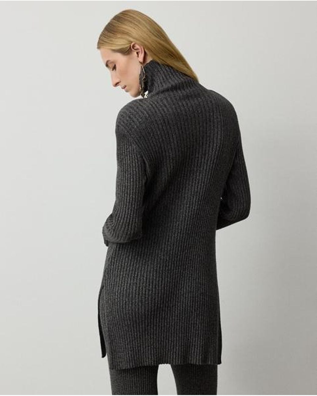 Ralph Lauren Black Silk-Blend Mouliné Tunic Jumper