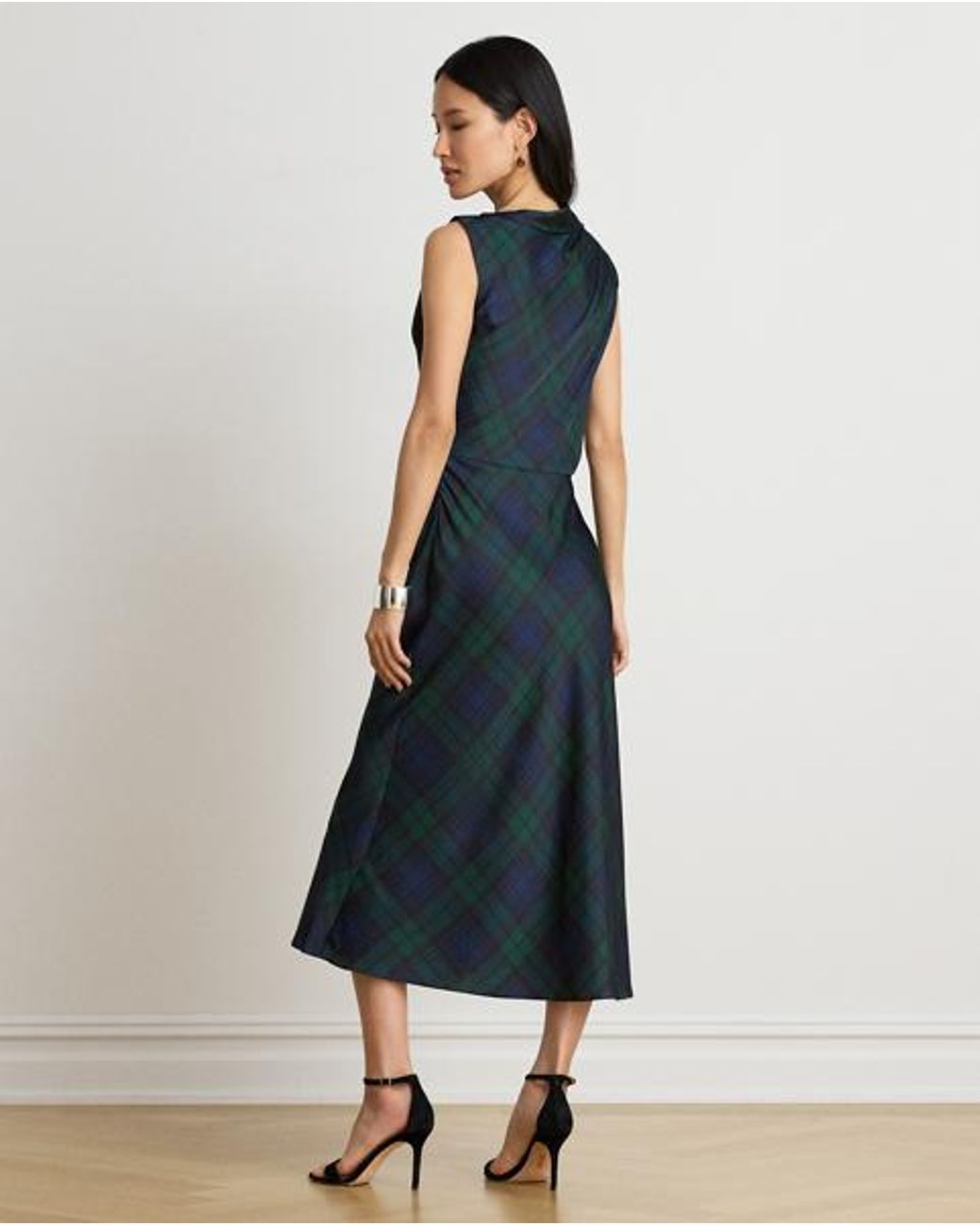 Ralph Lauren Blue Watch Satin Charmeuse Dress