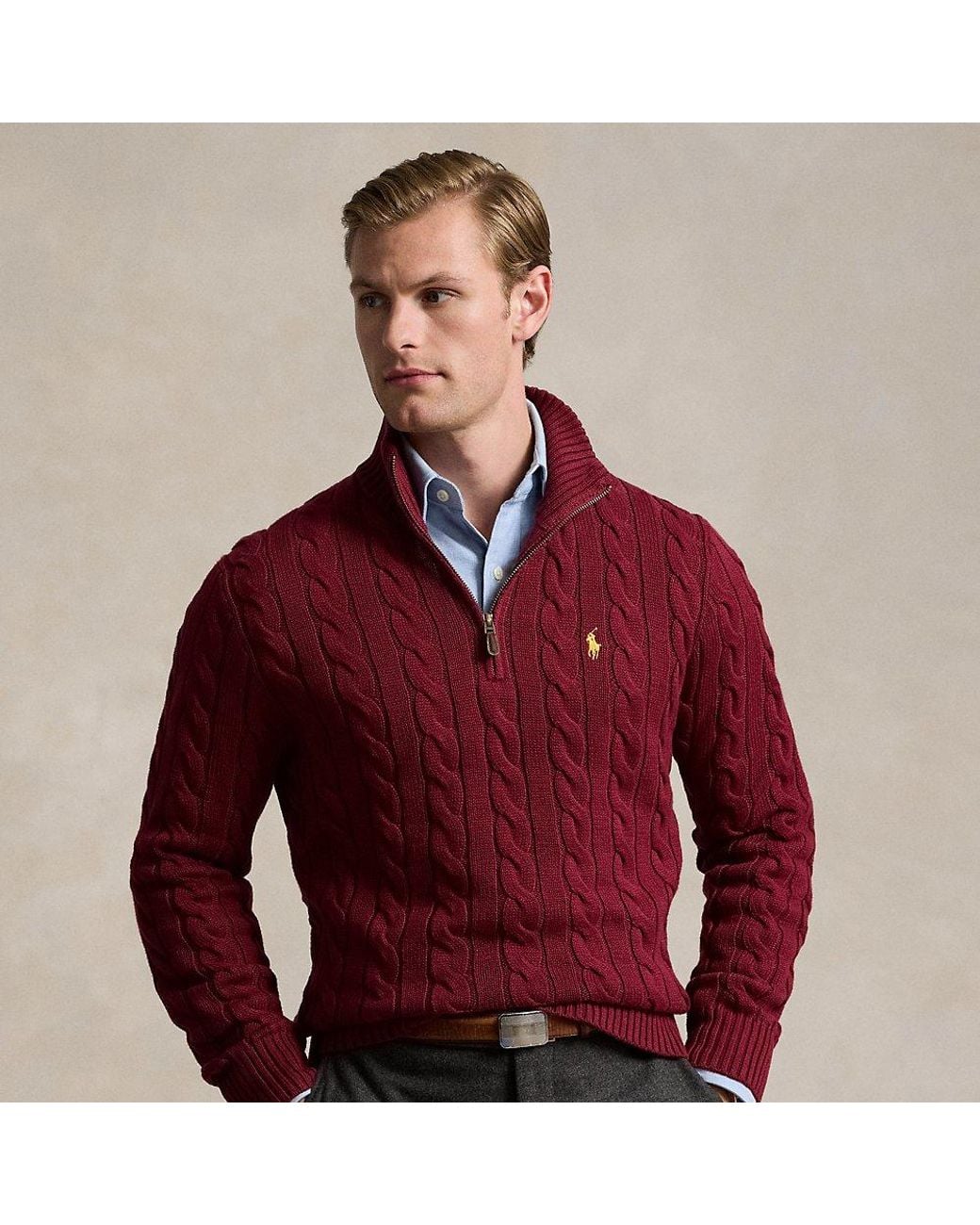 Kallspin Herentrui met ritssluiting, lichtgewicht gebreide katoenen trui, casual trui met normale pasvorm, marineblauw, XXL