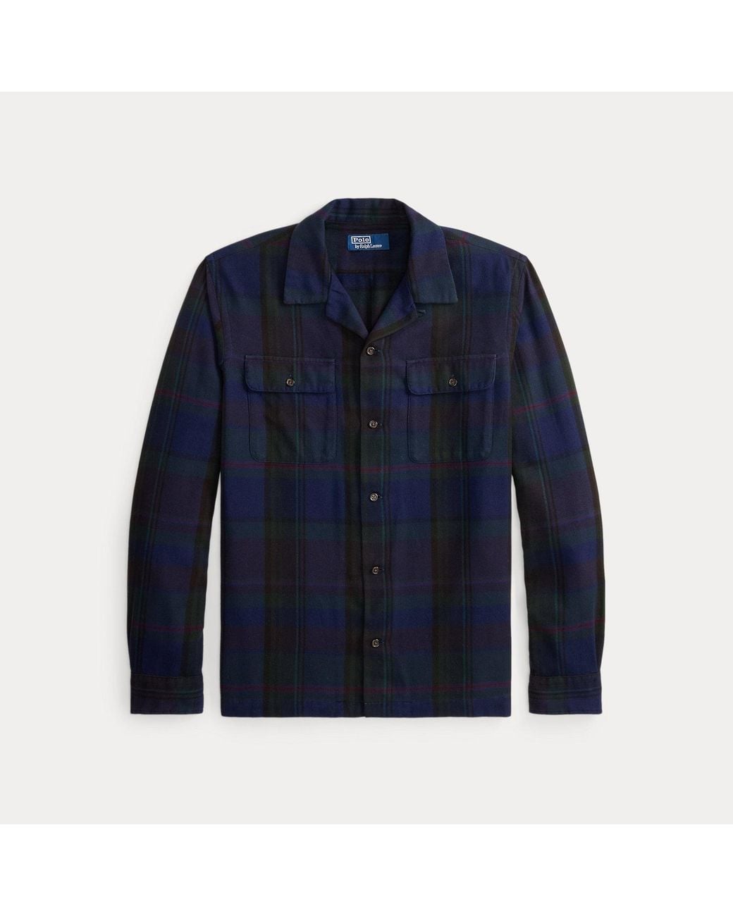 Polo Ralph Lauren Blue Classic Fit Plaid Suede-Trim Twill Shirt for men