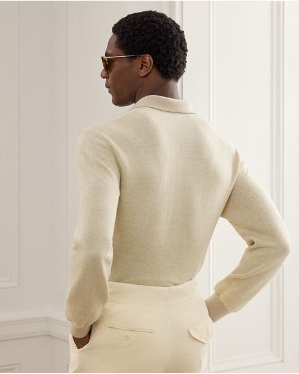 Ralph Lauren Natural Linen-Cashmere Polo Jumper for men