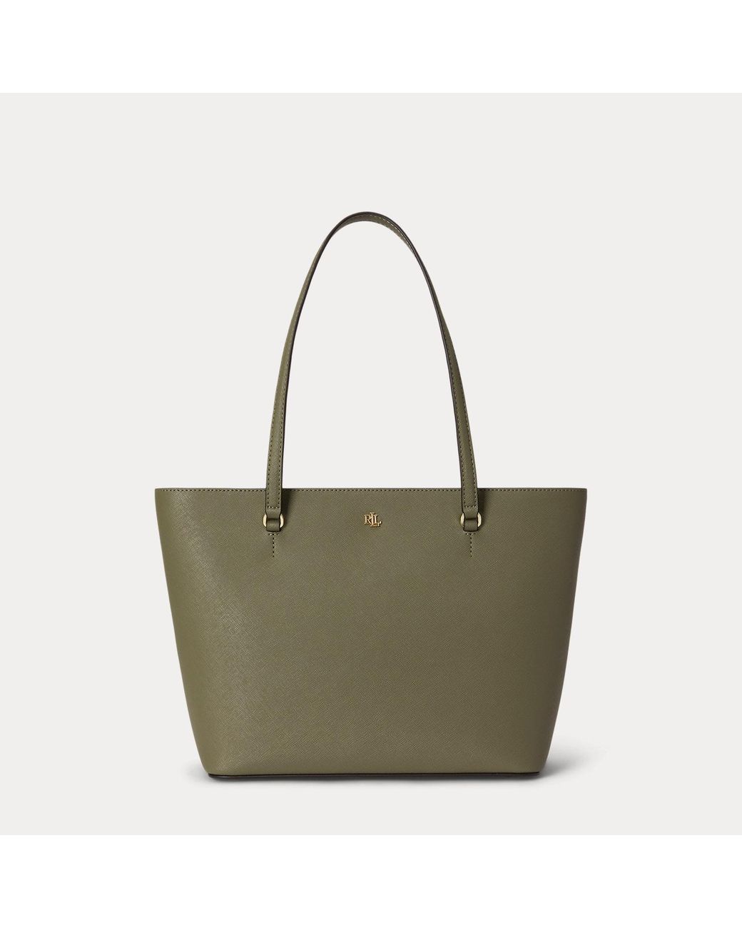 Ralph Lauren Blue Medium Karly Crosshatch Leather Tote