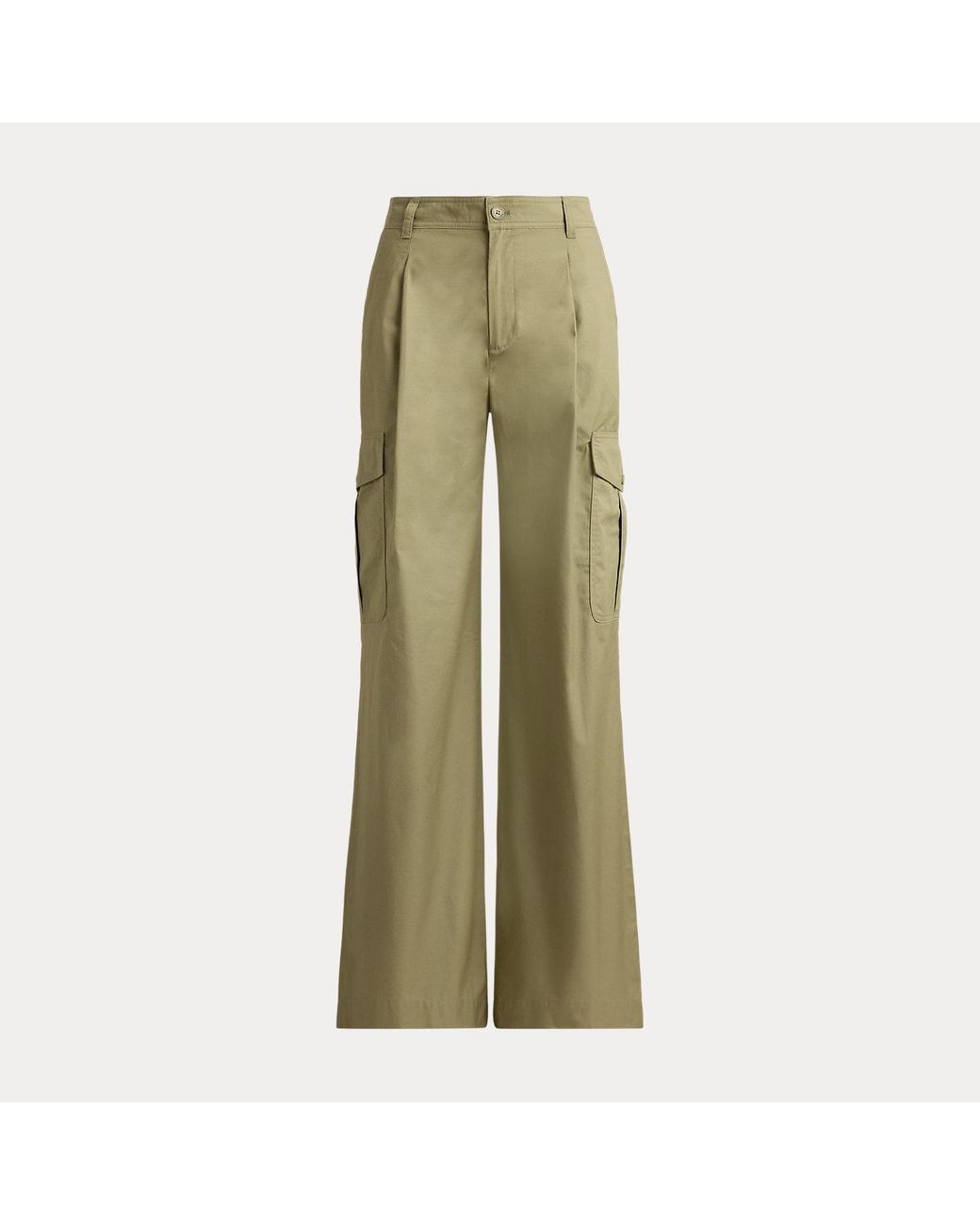 Ralph Lauren Green Cotton Twill Wide-Leg Cargo Trouser