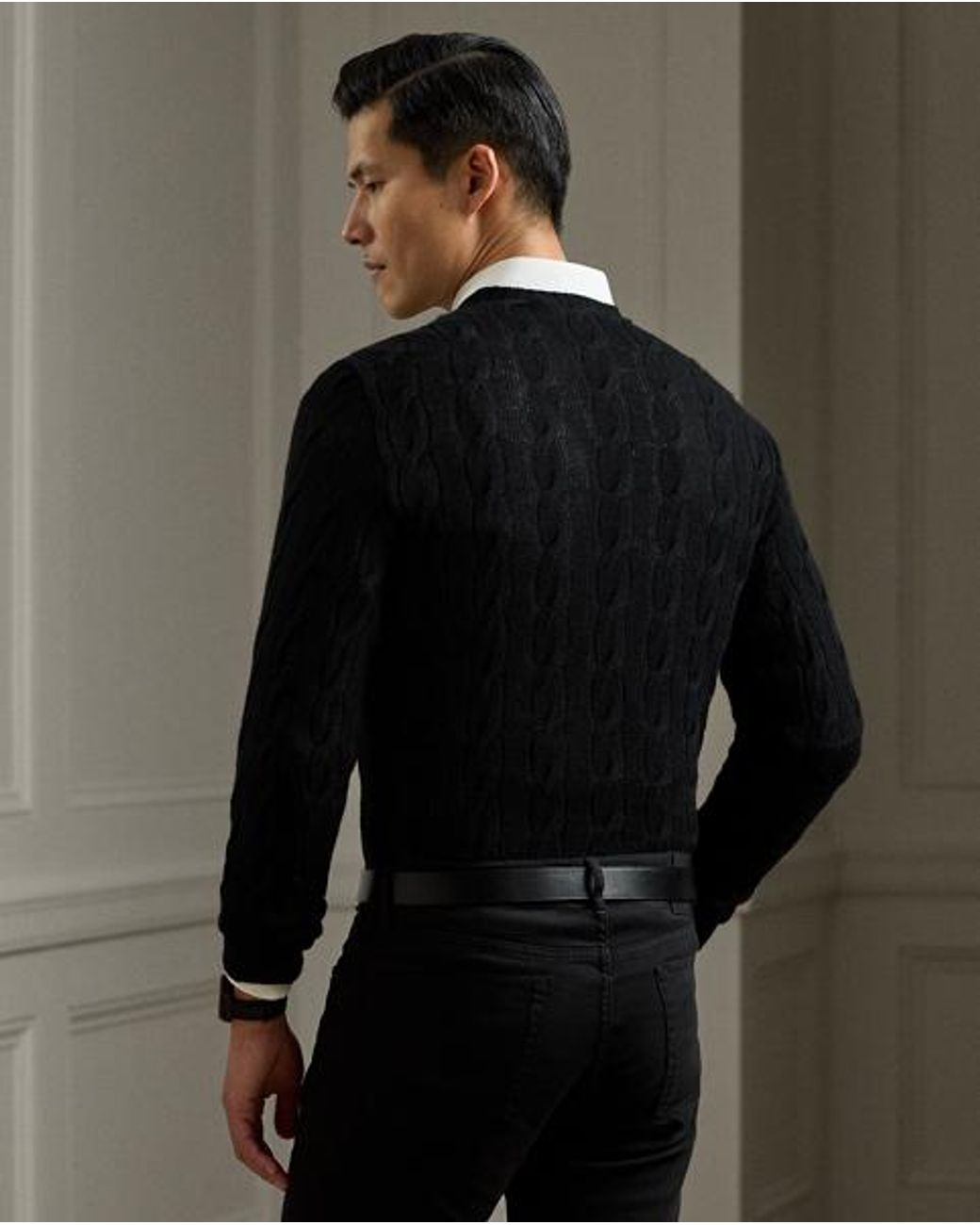 Ralph Lauren Black Cable-Knit Cashmere Sweater for men