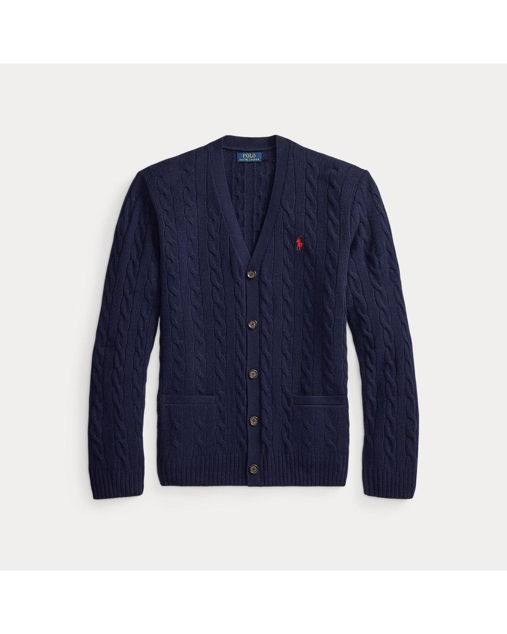 Polo Ralph Lauren Blue Cable-Knit Wool-Cashmere Cardigan for men