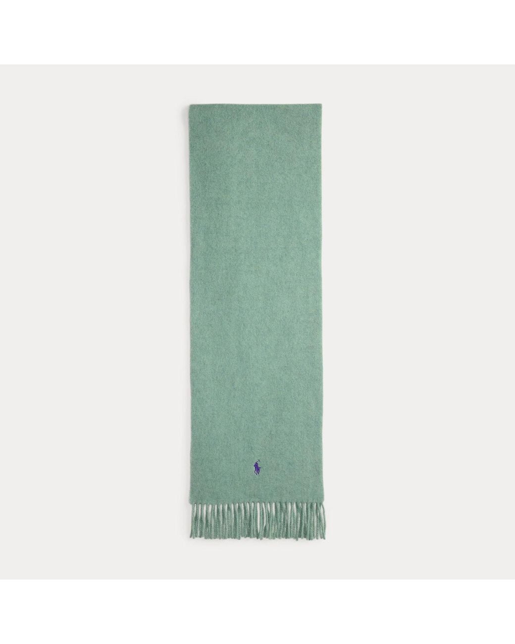 Polo Ralph Lauren Green Fringe-Trim Wool Scarf
