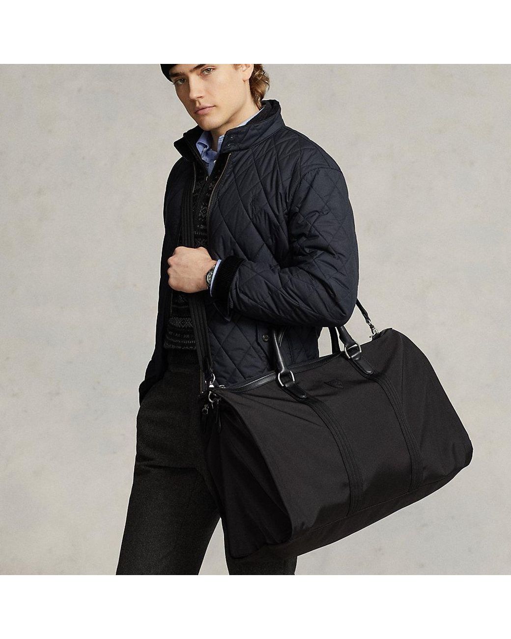 Ralph Lauren Leather-trim Hybrid Garment Duffel in Black for Men | Lyst