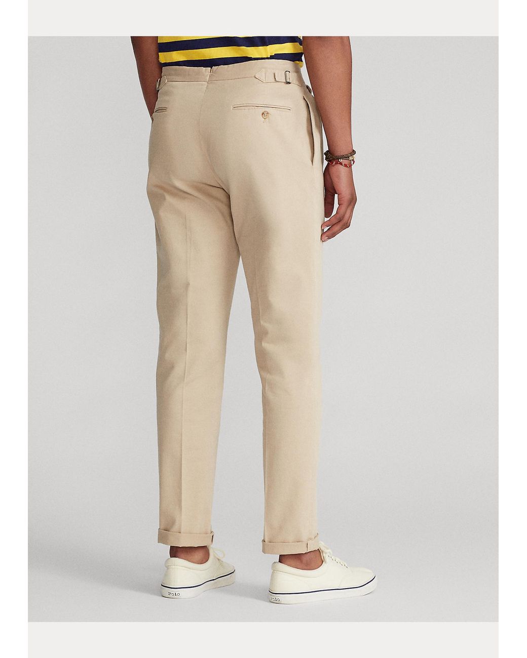 Polo Ralph Lauren Pleated Stretch Chino Trouser in Natural for Men | Lyst UK