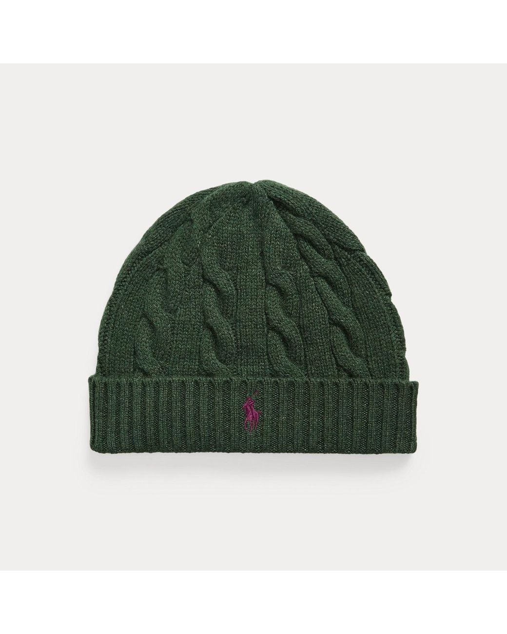 Polo Ralph Lauren Green Cable-Knit Wool-Cashmere Beanie for men