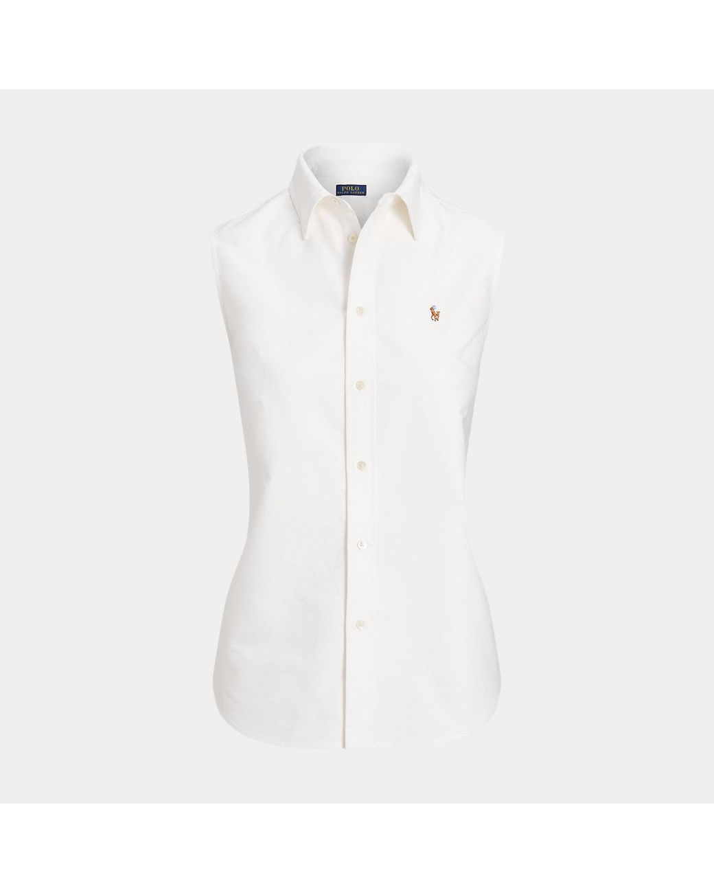 Polo Ralph Lauren White Cotton Oxford Sleeveless Shirt