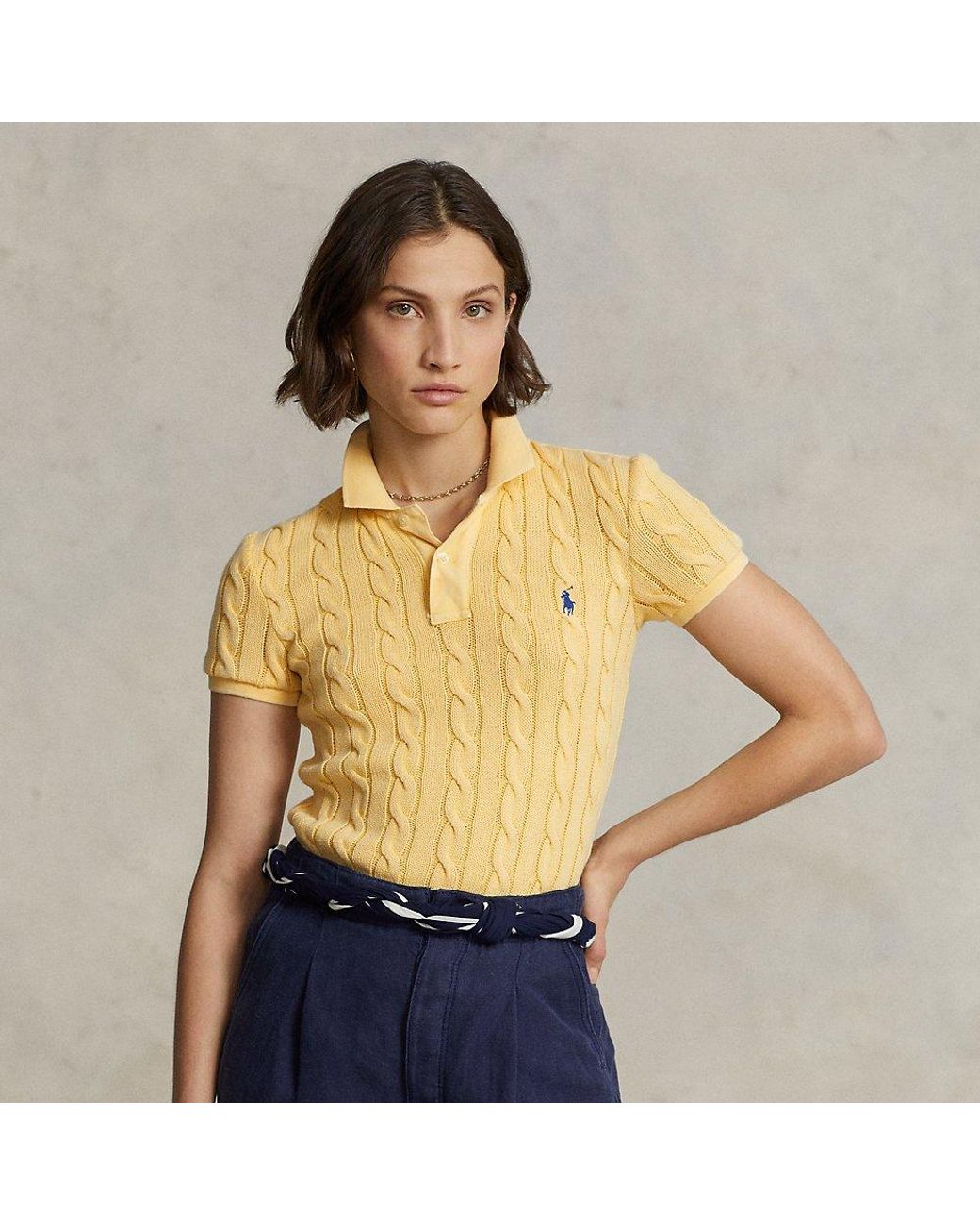 Polo Ralph Lauren Slim-Fit Poloshirt mit Zopfmuster in Gelb | Lyst AT