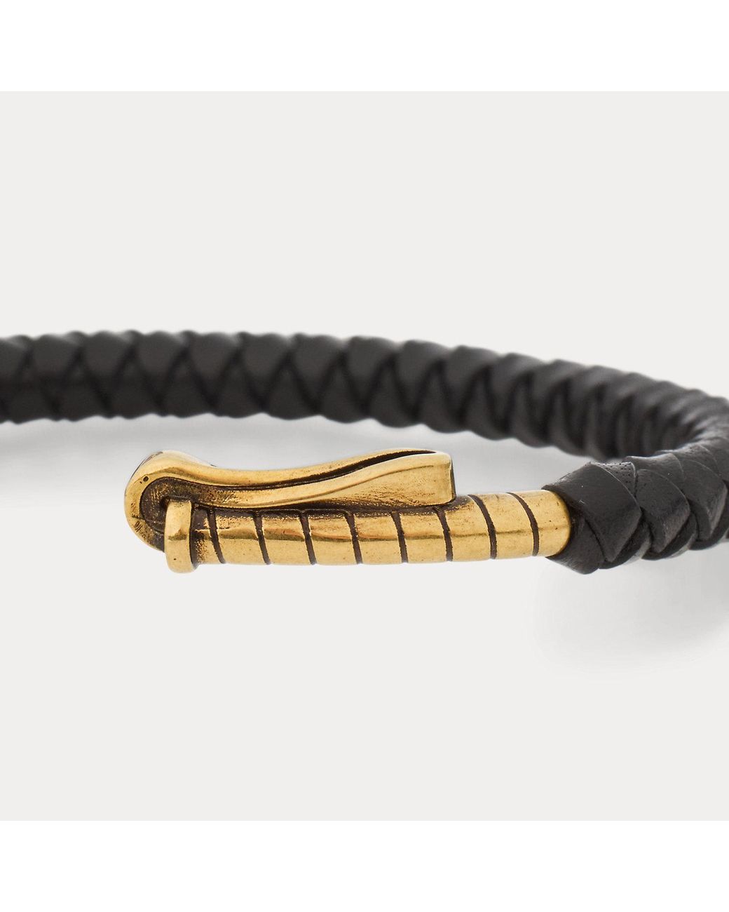 Ralph Lauren Metallic Braided Antiqued Brass Polo Mallet Cuff for men