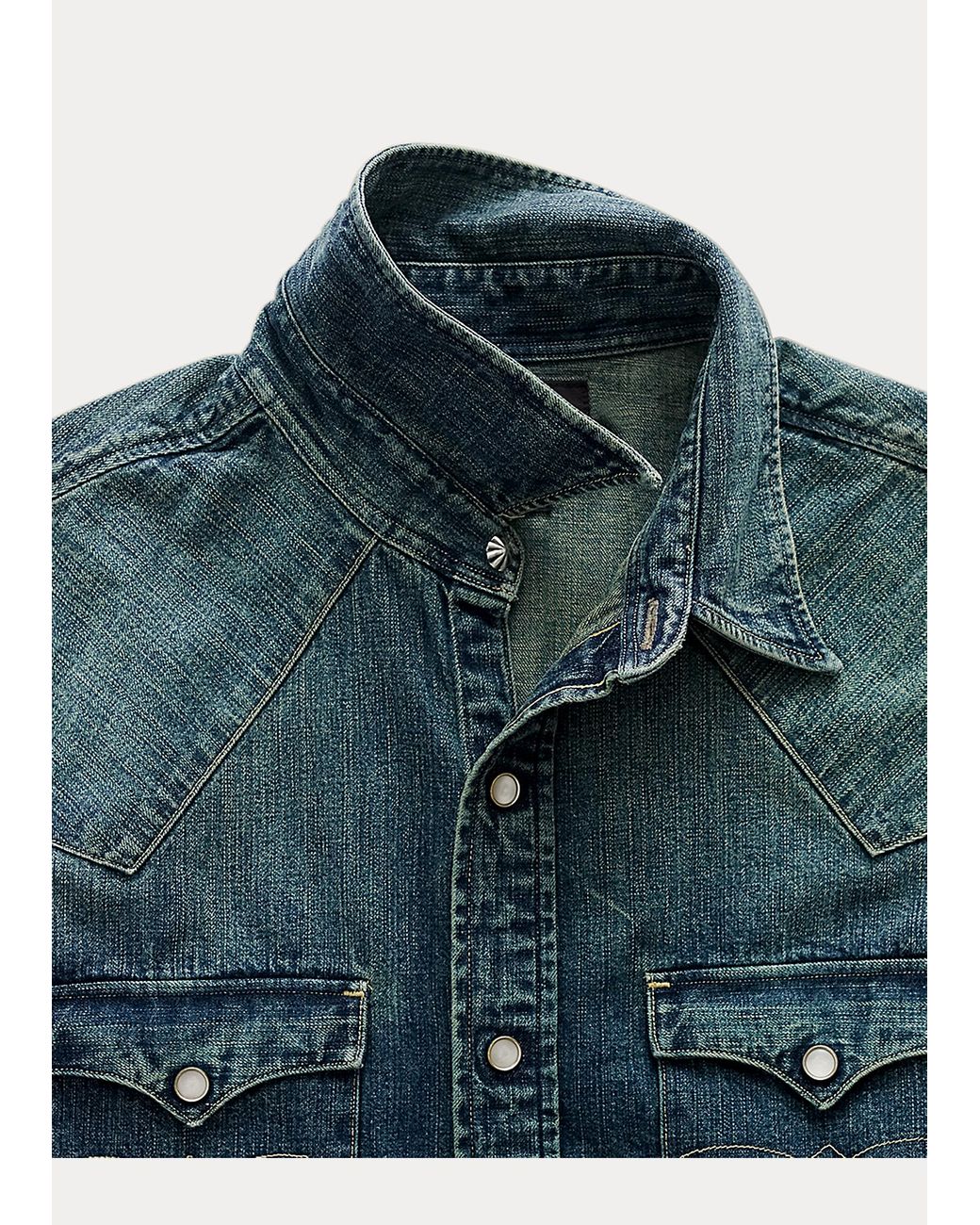 Rrl slim fit hot sale denim western shirt