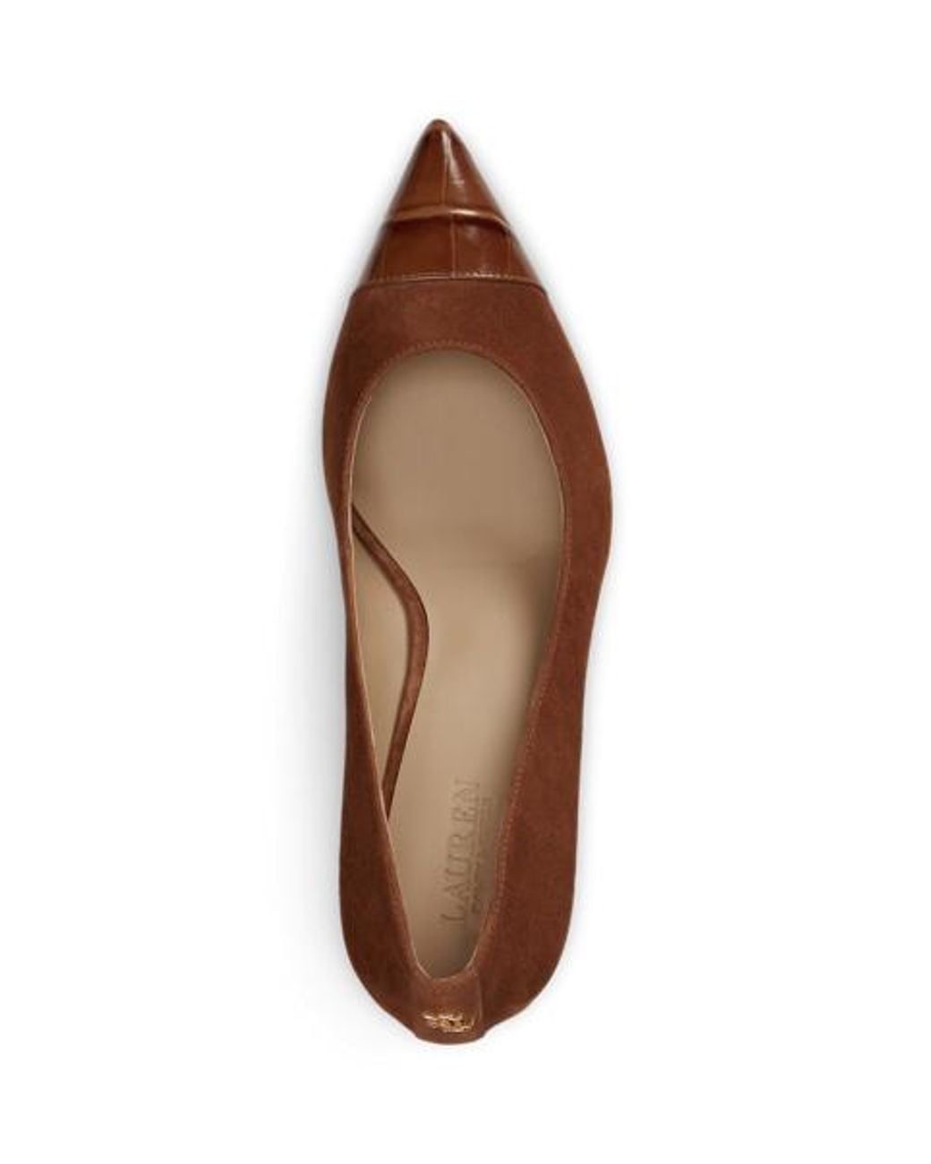 Ralph Lauren Brown Lanette Iii Suede & Croc-Embossed Pump