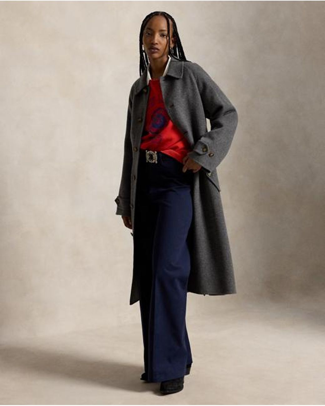 Polo Ralph Lauren Red Crest Polo-Collar Fleece Crewneck