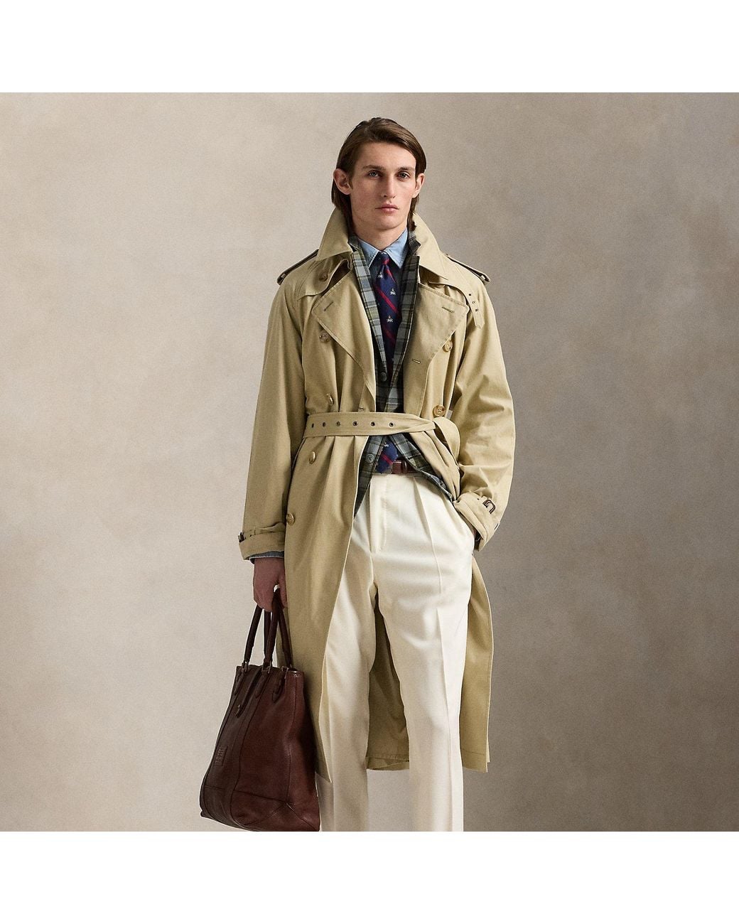 Polo Ralph Lauren Natural Lightweight Twill Trench Coat for men
