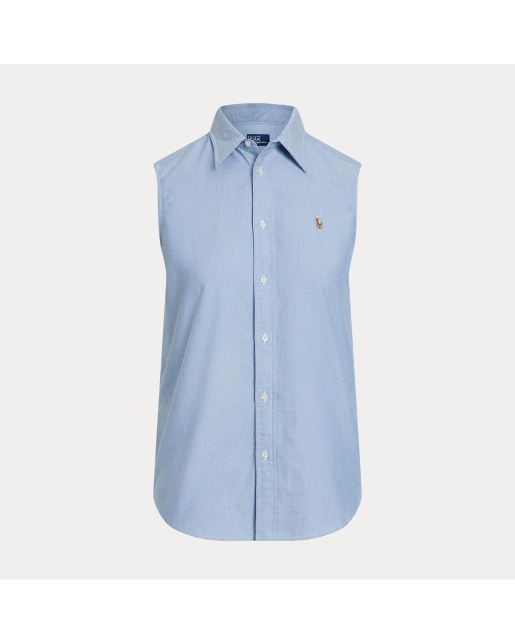 Polo Ralph Lauren Blue Cotton Oxford Sleeveless Shirt