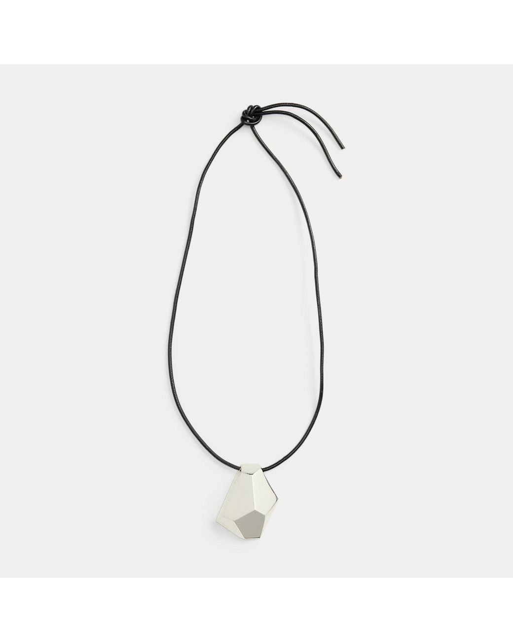 Ralph Lauren White Geometric-Tone Leather Necklace