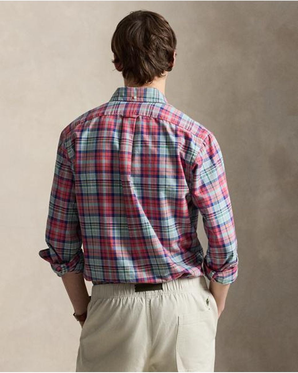Polo Ralph Lauren Blue Custom Fit Plaid Oxford Shirt for men