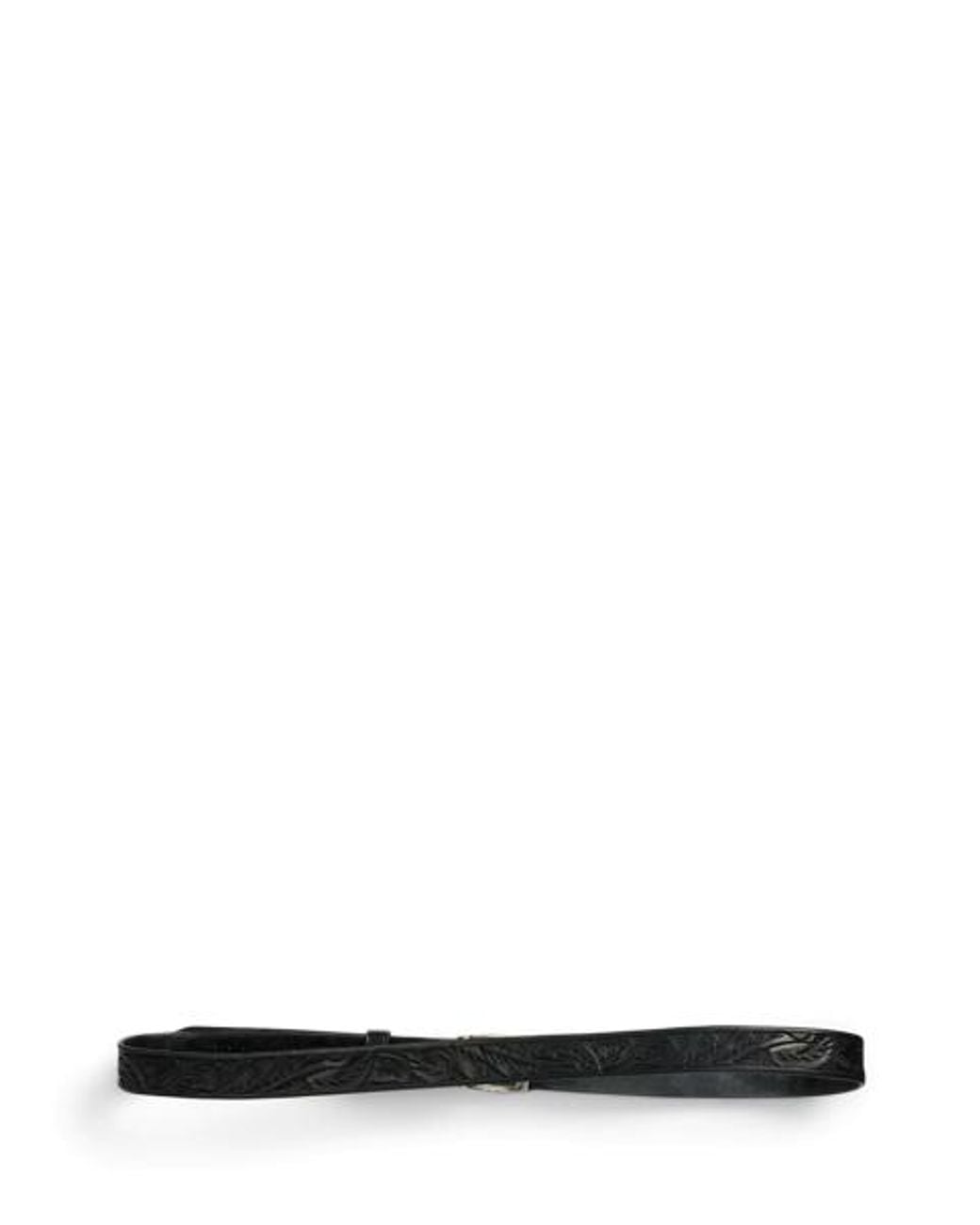 RRL Black Hand-Tooled Leather Belt for men