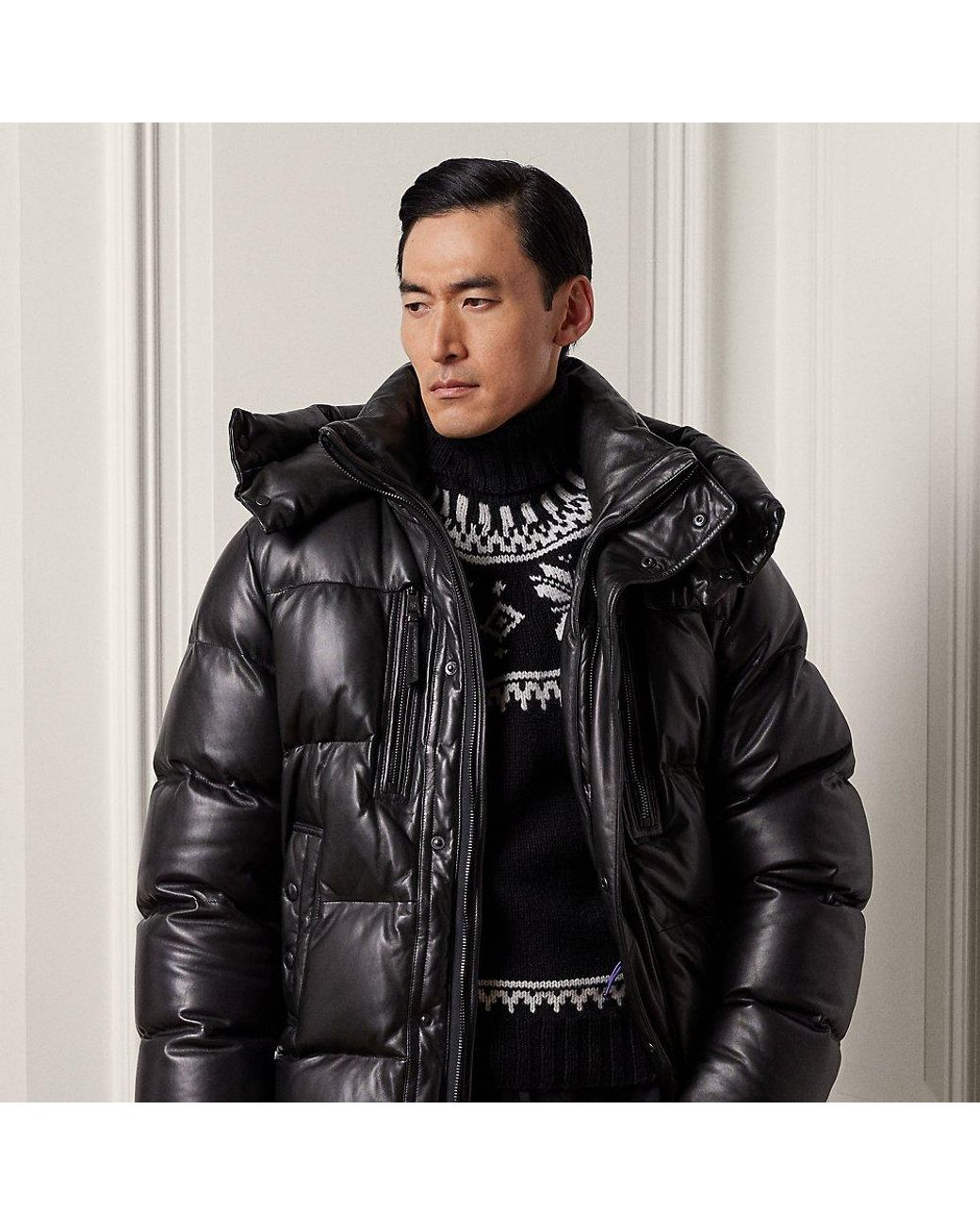 Doudoune ?� capuche en cuir Ralph Lauren Purple Label pour homme en coloris Noir | Lyst