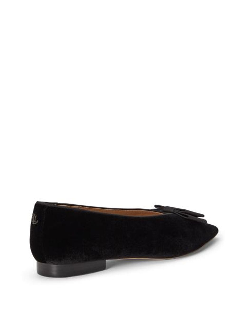 Ralph Lauren Black Audri Bow-Trim Velvet Ballet Flat