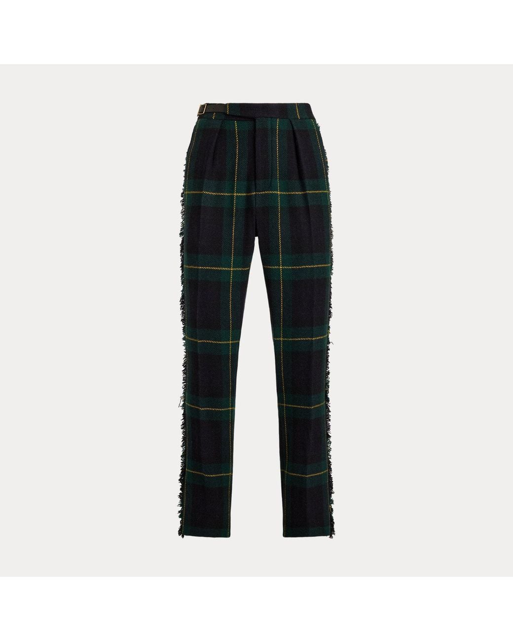 Polo Ralph Lauren Black Leather-Trim Plaid Tweed Suit Trouser for men