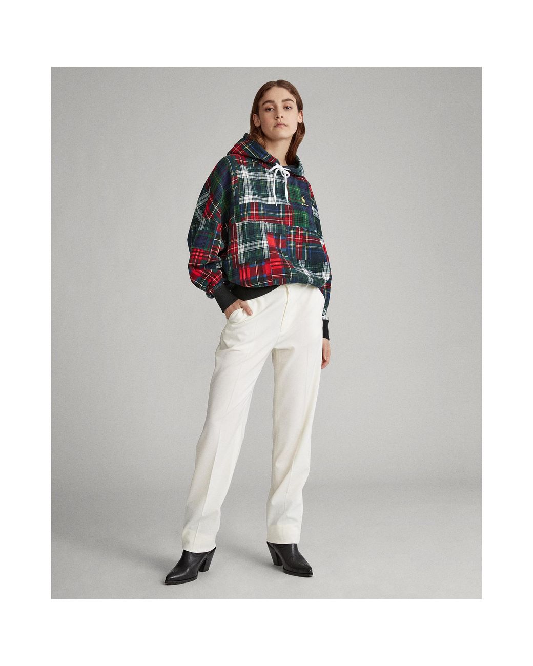 Ralph Lauren Plaid Patchwork Fleece Hoodie Lyst UK