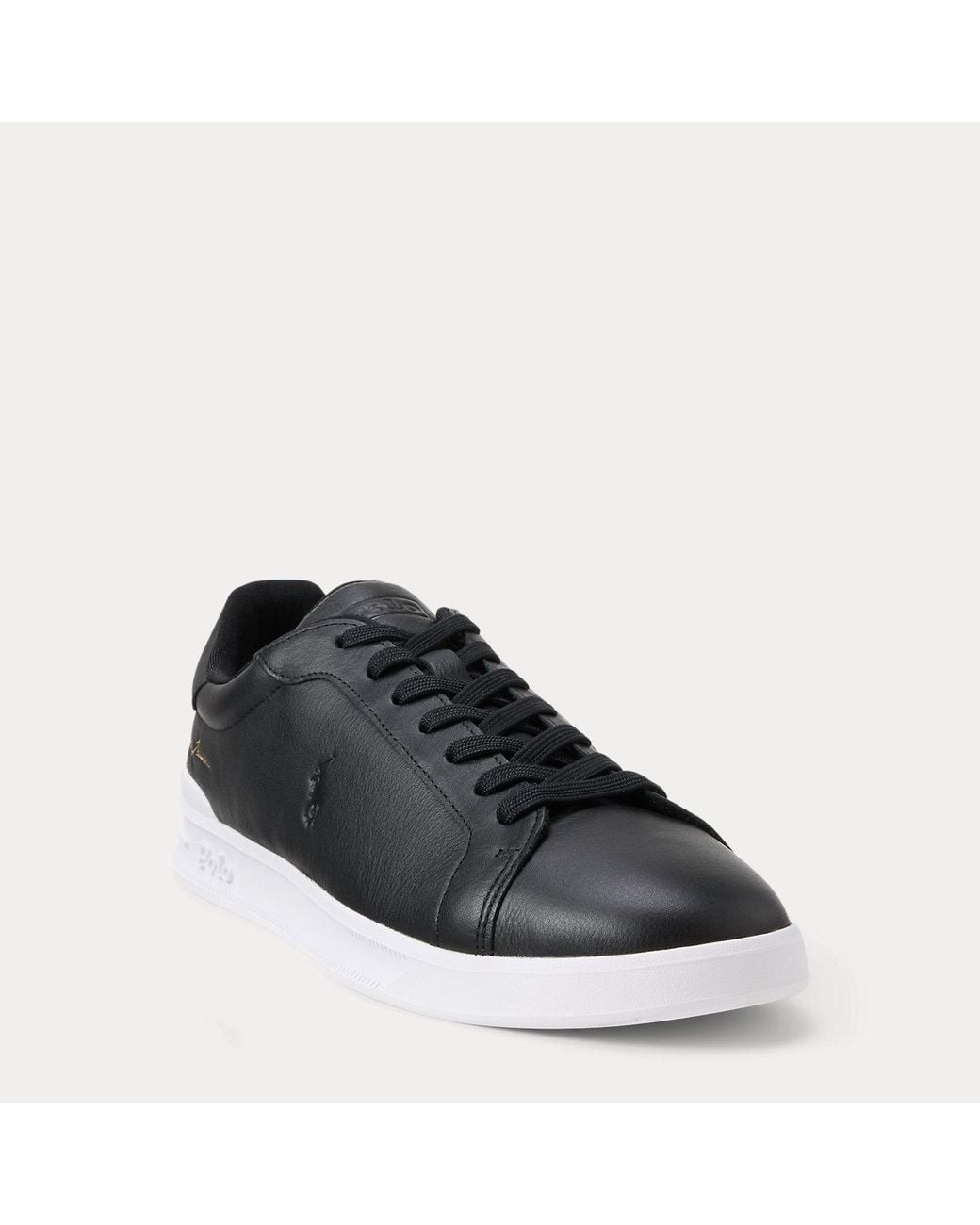 Polo Ralph Lauren Black Heritage Court Ii Leather Trainer for men