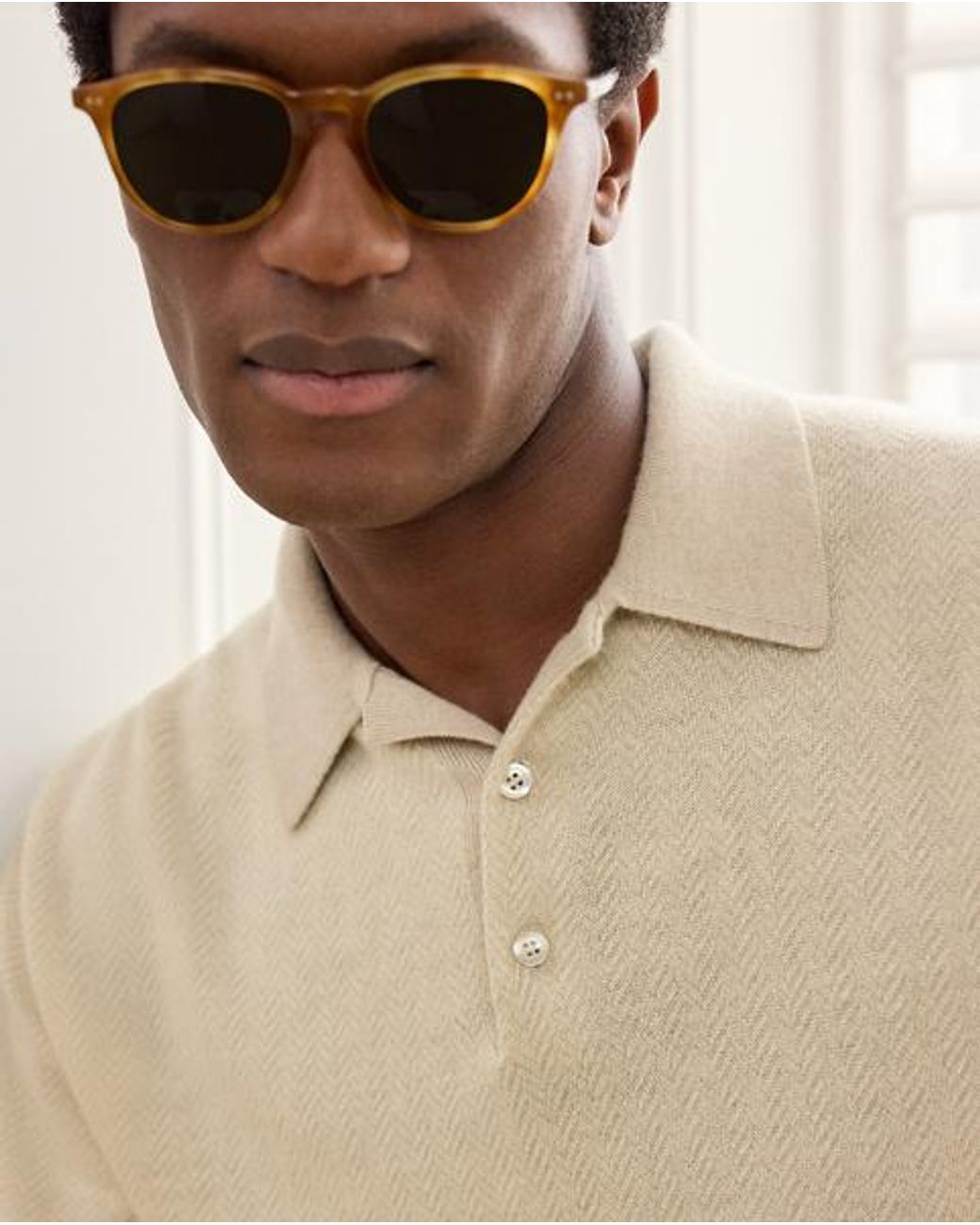 Ralph Lauren Natural Linen-Cashmere Polo Jumper for men