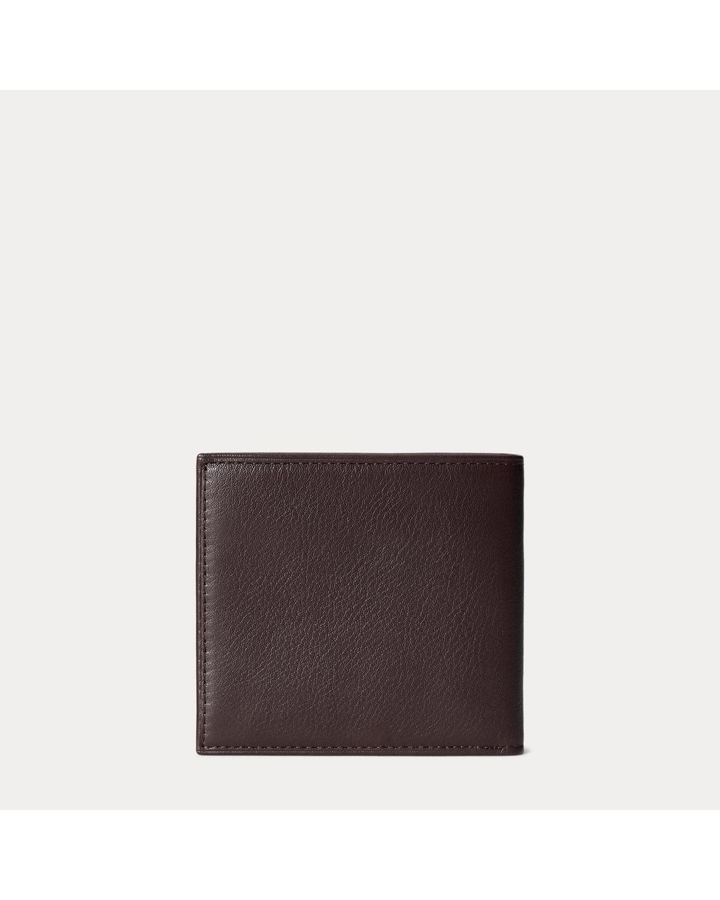 Polo Ralph Lauren Brown Pebbled Leather Billfold Wallet for men