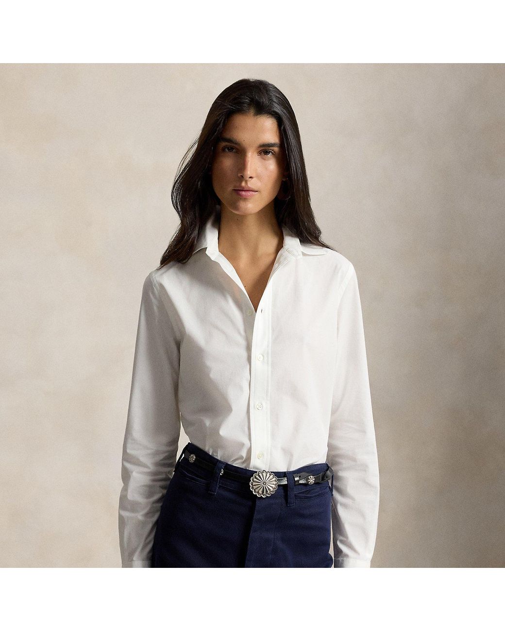 Ralph Lauren White End-On-End Stretch Slim Fit Cotton Shirt